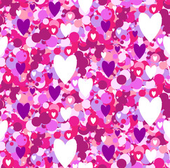 Pink seamless pattern with hearts