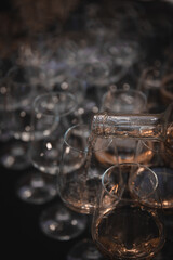 glasses of wine on black background