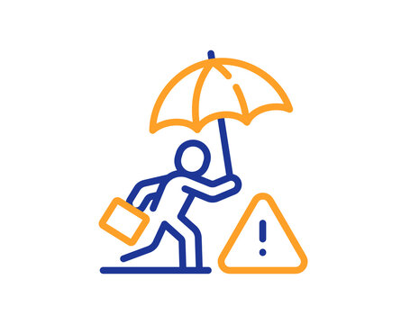Risk management line icon. Insurance umbrella sign. Danger warning symbol. Colorful thin line outline concept. Linear style risk management icon. Editable stroke. Vector