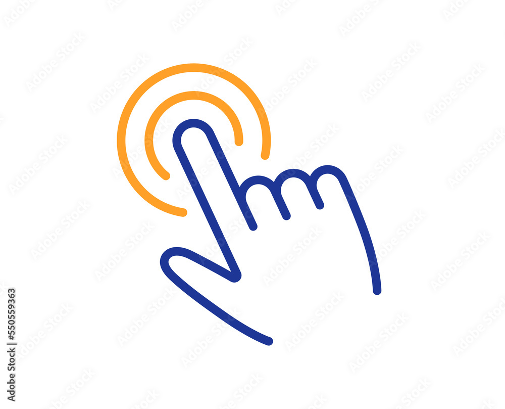 Poster hand cursor line icon. click action sign. finger pointer symbol. colorful thin line outline concept.