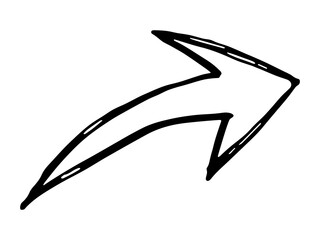 Hand drawn ink arrow illustration in sketch style. Business doodle clipart. Single element for design