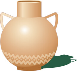 Vector volumetric vase with handles. Ceramic jug with handles for water. utensil item.