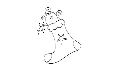 Vintage Holiday Icon. Hand Drawn outline Christmas Illustration. Vector element for Christmas Design