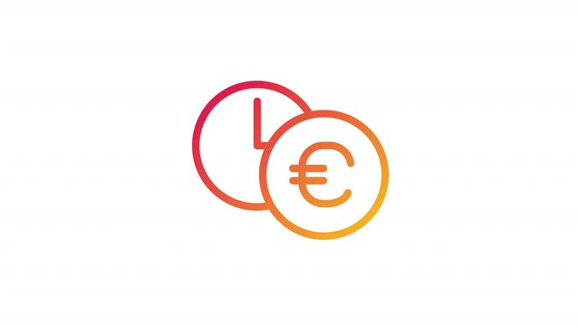 Animated rate of euro gradient icon. Hourly changes. Currency exchange operation. Seamless loop HD video with alpha channel on transparent background. Outline motion graphic animation