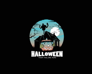 Halloween pumpkins under the moonlight