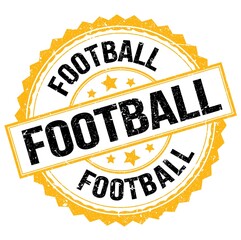 FOOTBALL text on yellow-black round stamp sign