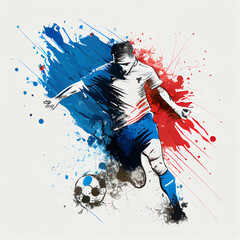 Fototapeta na wymiar France national football player. France soccer team. French soccer poster. Abstract French football background