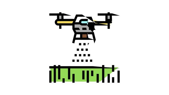 drone agriculture farm color icon animation