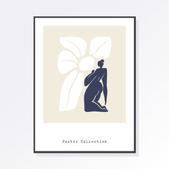 Modern trendy minimalistic Matisse style. Abstract body art design for print, cover, wallpaper, minimal wall art. Artistic drawing of a silhouette in a mystical and abstract form.