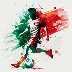 Fototapeta na wymiar Portugal national football player. Portugal soccer team. Portuguese soccer poster. Abstract Portuguese football background