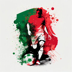 Portugal national football player. Portugal soccer team. Portuguese soccer poster. Abstract Portuguese football background