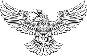 Bald Eagle Hawk Flying Soccer Football Ball Mascot