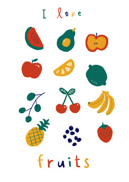 fruits oilpastel drawing illustration