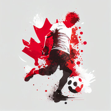 Canada National Football Player. Canadian Soccer Team. Canada Soccer Poster. Abstract Canadian Football Background
