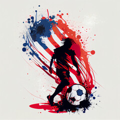 US national football player. USA soccer team. America soccer poster. Abstract American football background