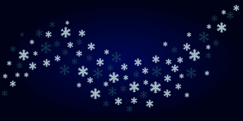Vector illustration. Snowflakes on a dark blue background with a soft gradient. Banner, printing of advertising materials, announcements, posters, signs.