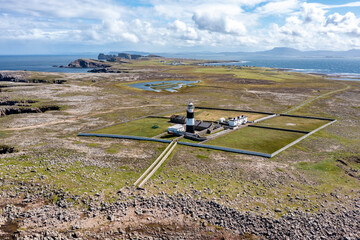 Aerial view of the Lighthouse on Tory Island, County Donegal, Republic of Ireland © Lukassek