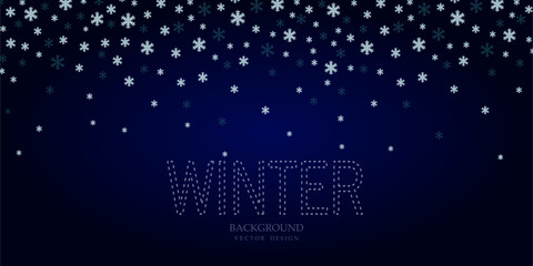 Vector illustration. Snowflakes on a dark blue background with a soft gradient. Banner, printing of advertising materials, announcements, posters, signs.