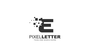 E logo PIXEL for branding company. DIGITAL template vector illustration for your brand.