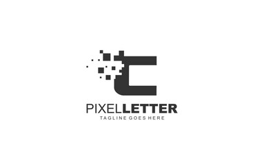 C logo PIXEL for branding company. DIGITAL template vector illustration for your brand.