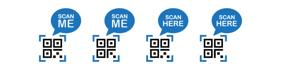 Scan me icon. Scan here icon. QR code icon, vector illustration