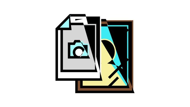 photographic paper and photo frame color icon animation