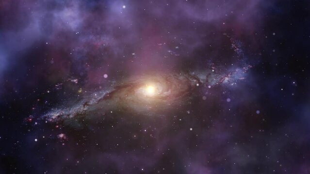 moving galaxy with purple haze in the universe.