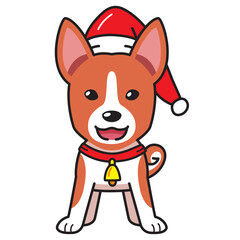 Cartoon basenji dog with christmas costume