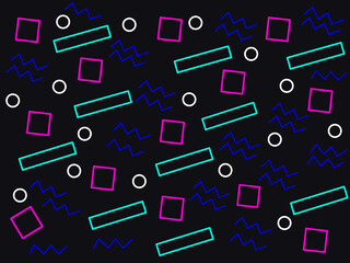 Memphis seamless pattern. Geometric elements memphis in the style of 80's. Trendy retro background for printing on paper, advertising materials and fabric. Vector illustratio