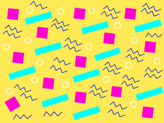 Memphis seamless pattern. Geometric elements memphis in the style of 80's. Trendy retro background for printing on paper, advertising materials and fabric. Vector illustration