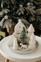 Christmas background with wooden toys