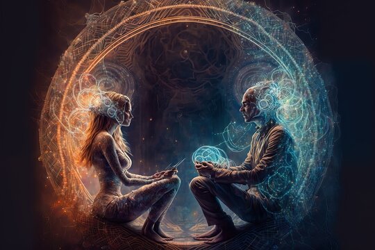 Spiritual Connection Between Two Persons, with electromagnetic connections generated in deep state meditation through astral communication, and Telepathy