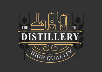 Distillery sign brewing machine. Emblem