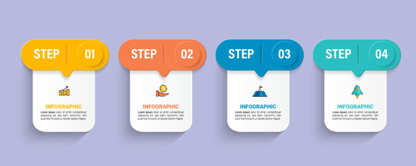 Four steps business infographics template vector.	
