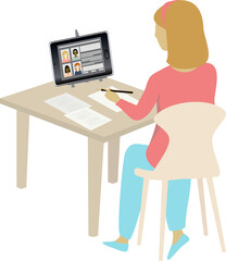 Online meeting. Video conference. Work and study at home concept.