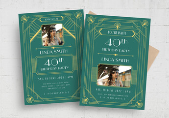 Art Deco Birthday Flyer Template
