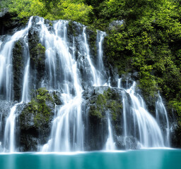 Fototapeta na wymiar Magical waterfalls in the forest