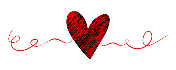 Love Heart Line Tangled Drawing. Continuous Line Drawing of Heart Trendy Minimalist Illustration. 