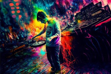 Abstract drawing of a DJ Music producer