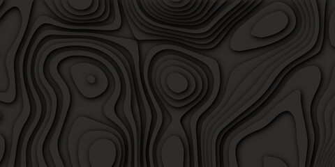 Abstract luxury black and gray paper cut art background design for website template or presentation template.3D rendering. Black and gray wave for artwork background, Wavy geometric papercut style...