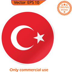 Simple vector button flag - Turkey. The round Turkey flag