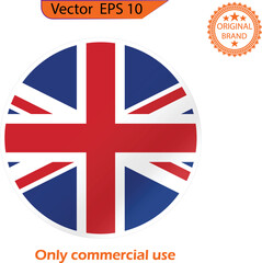 Simple vector button flag - UK. The round UK flag