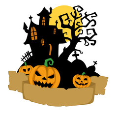 spooky halloween party invitation. scary cemetery background vector illustration