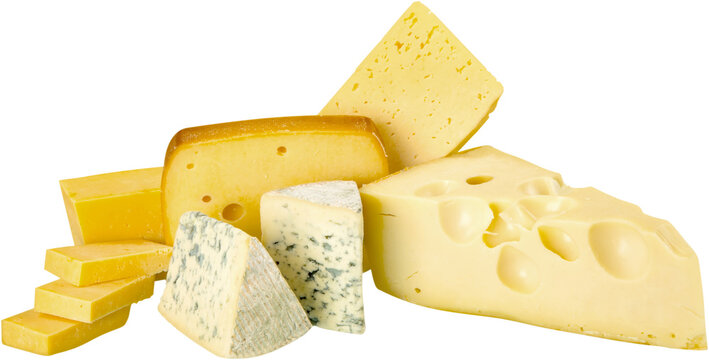 Various Kinds of Cheeses - Isolated