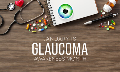 Glaucoma awareness month is observed every year in January, is a group of eye conditions that damage the optic nerve, the health of which is vital for good vision. 3D Rendering