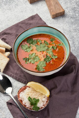 tom yum soup on menu light background