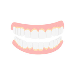 Jaw with caries teeth icon flat style. Open mouth, dentures. Dentistry, medicine concept. Isolated on white background. Vector illustration