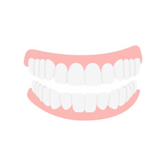 Jaw with teeth icon flat style. Open mouth, dentures. Dentistry, medicine concept. Isolated on white background. Vector illustration