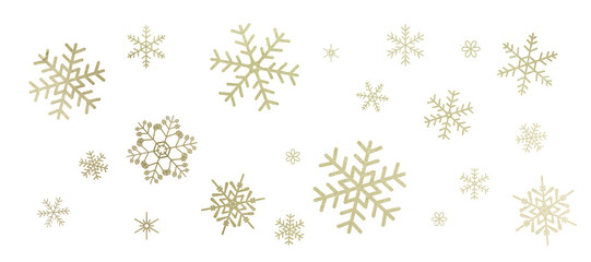 金色の雪の結晶のイラスト　背景イラスト