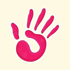 Pink Hand Print On Cosmic Latte Background.